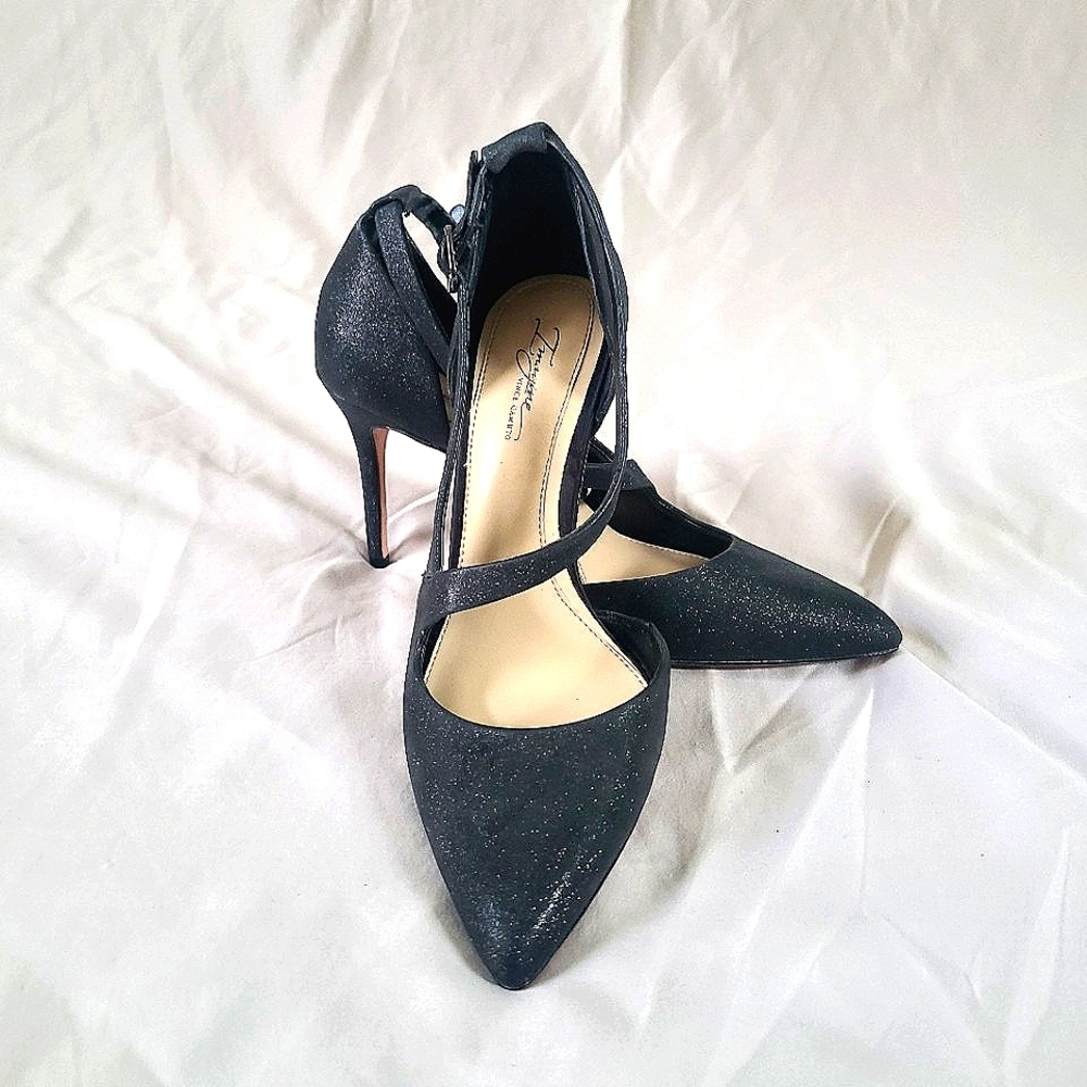 Vince Camuto- Imagine, Black Glitter Strappy Stiletto High Heels Size 8